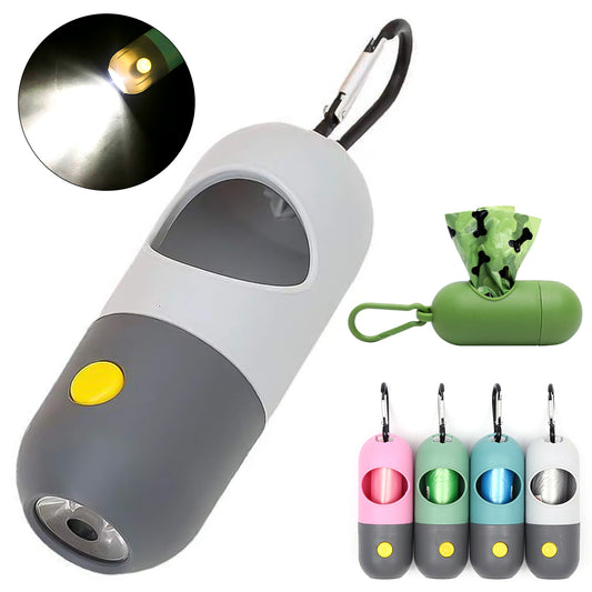 LED Lighted Dog Poop Bags Dispenser - Portable Degradable Waste Bags for Outdoor Dog & Cat Cleaning